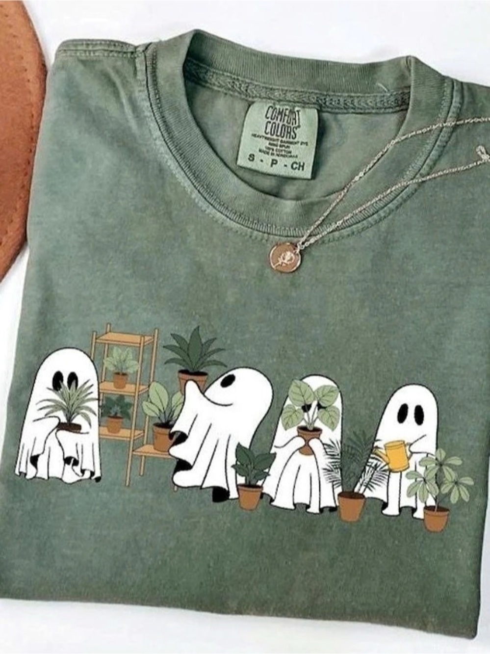 Heavyweight Ring Spun Tee Green & White Small